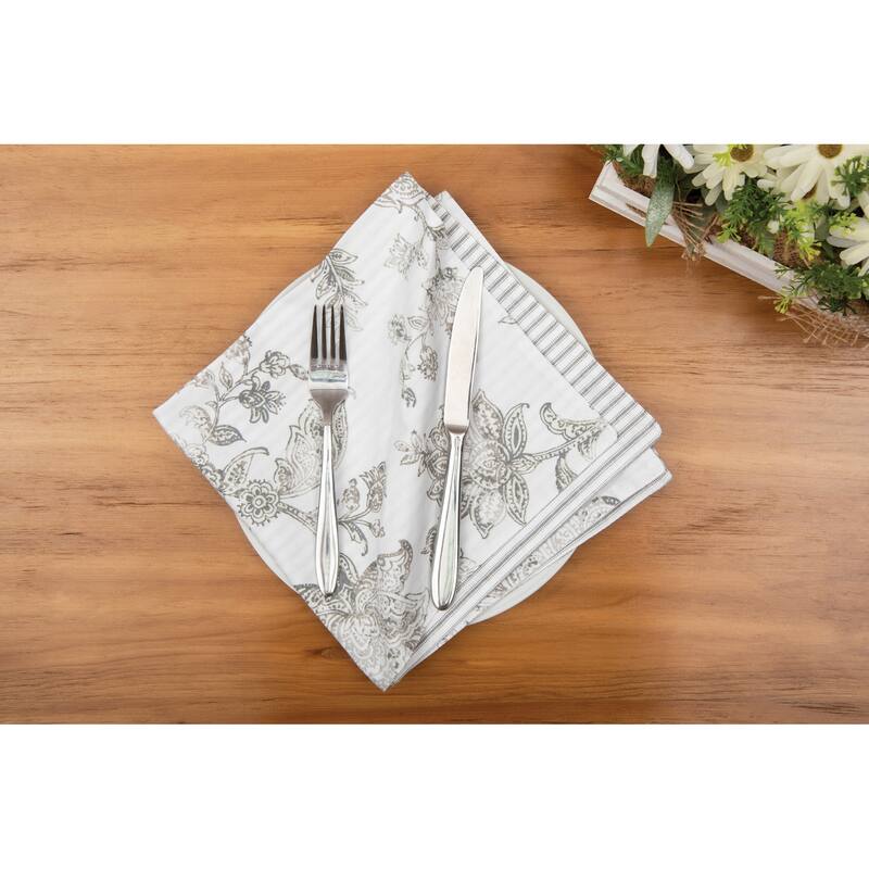 Miriam Slate Reversible Gray Damask Napkin Set of 6 - Set of 6