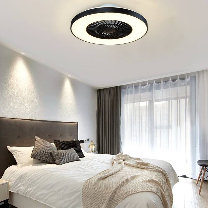 23" Dimmable Ceiling Fan with Light Remote Flush Mounted