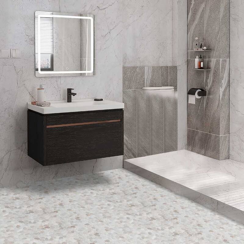 Huron Rock 12x12 Matte Glass Pebble Mosaic Tile - Floor, Wall, Backsplash - 1 Sheet (1 Sq. ft.) - Earth Mix