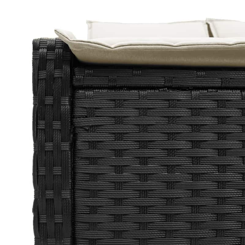 vidaXL Double Sun Lounger Black, Cream White - 78.7 x 48.4 x 28 in