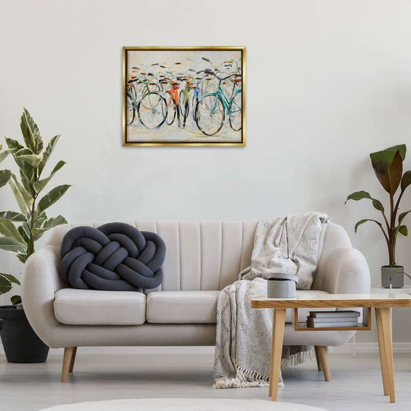Stupell Abstract Expressive Bicycles Framed Floater Canvas Wall Art Design By Dusza
