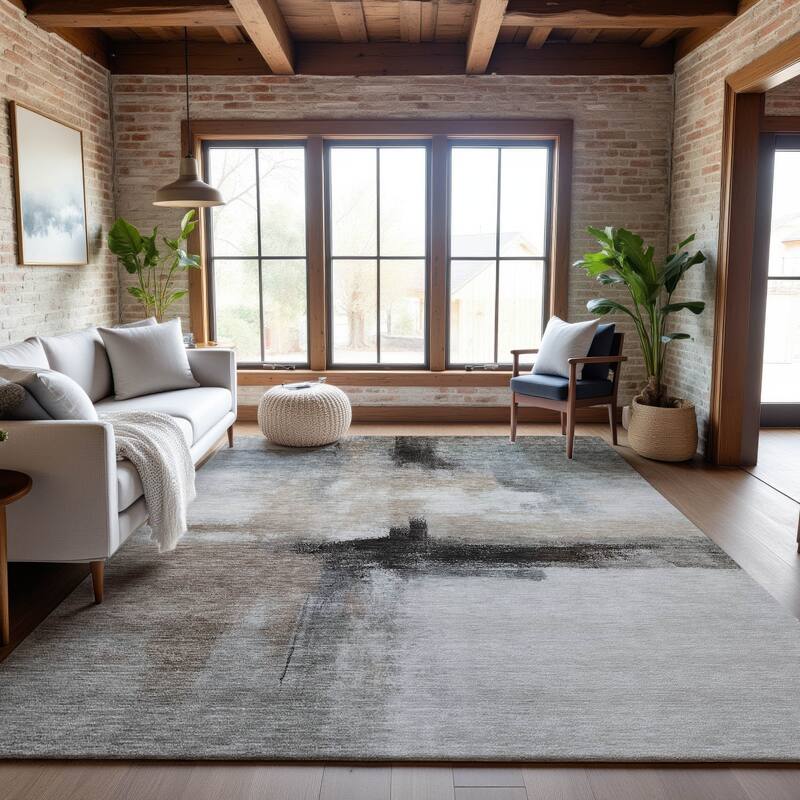 Premium Washable Super Soft Casual Contemporary Mayfield Rug - Mocha - 3' x 5'