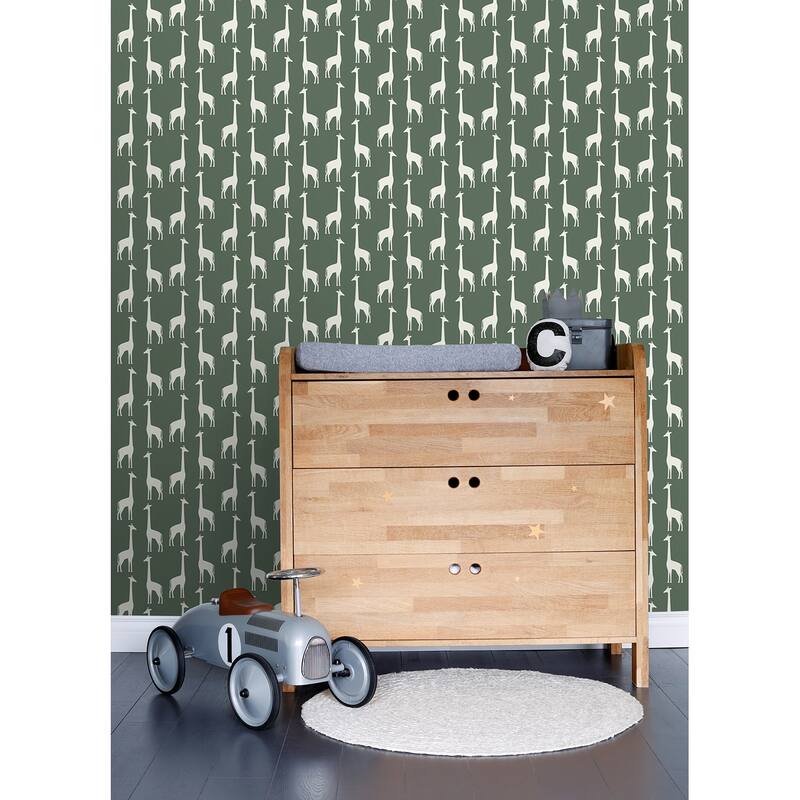 Chesapeake Vivi Green Giraffe Wallpaper - 20.9 x 396 x 0.025
