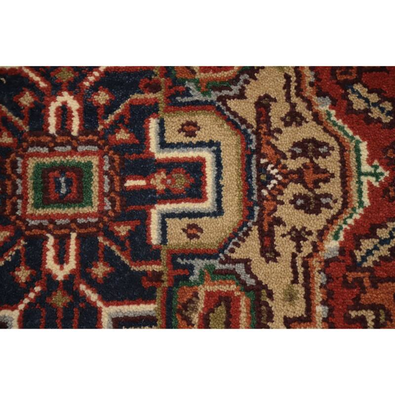 Hand Knotted Oriental 100% Wool Carpet Traditional Medallion Oranges & Rust Heriz (serapi) Area Rug - 6' 2'' X 4' 0''