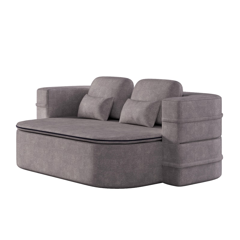 75''2-in-1 Foldable Sofa,Convertible Sleeper Foam Chenille Floor folding Sofa Bed with Multi Functional Blanket,Lounge Sofa