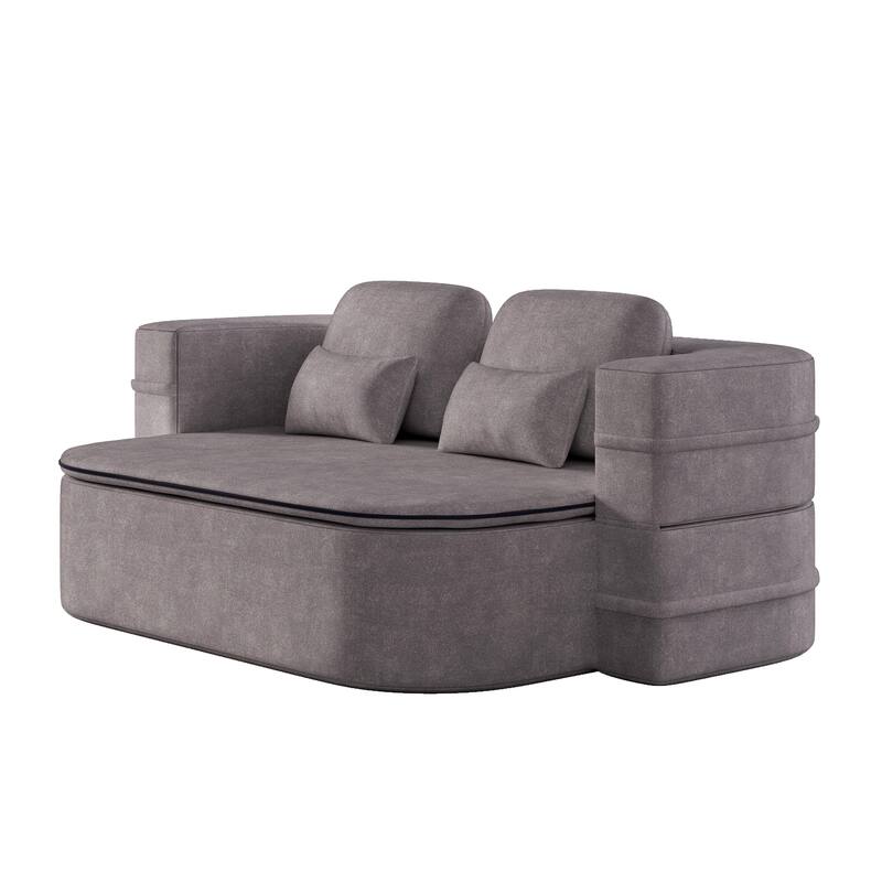 GDFStudio - Willoughby Chenille Foldable Sleeper Sofa Bed with Multi Functional Blanket
