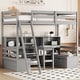 preview thumbnail 4 of 4, Grey Twin Size Wood Loft Bed with Storage Shelves