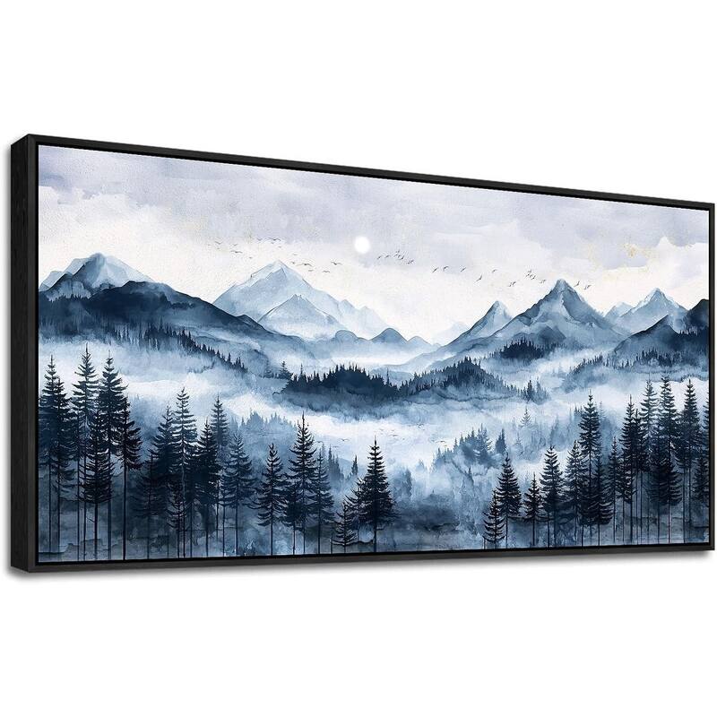 Misty and Fog Forest Painting Mountain Landscape Pictures Artworks - 20 x 40