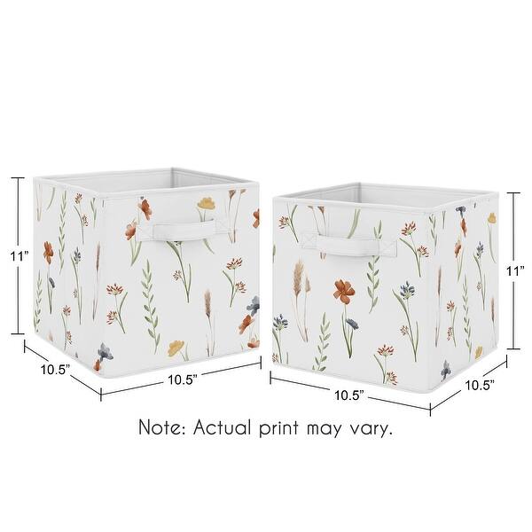 Sweet Jojo Designs Boho Floral Garden Flower Girl Foldable Fabric Storage Bins Watercolor Bohemian Farmhouse Vintage Shabby Chic