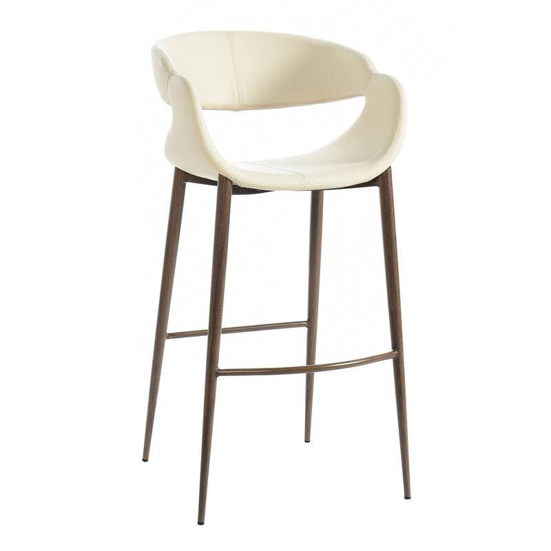 StyleCraft Luna Curved-Back Bar Stool - Set of 2 - Light Beige