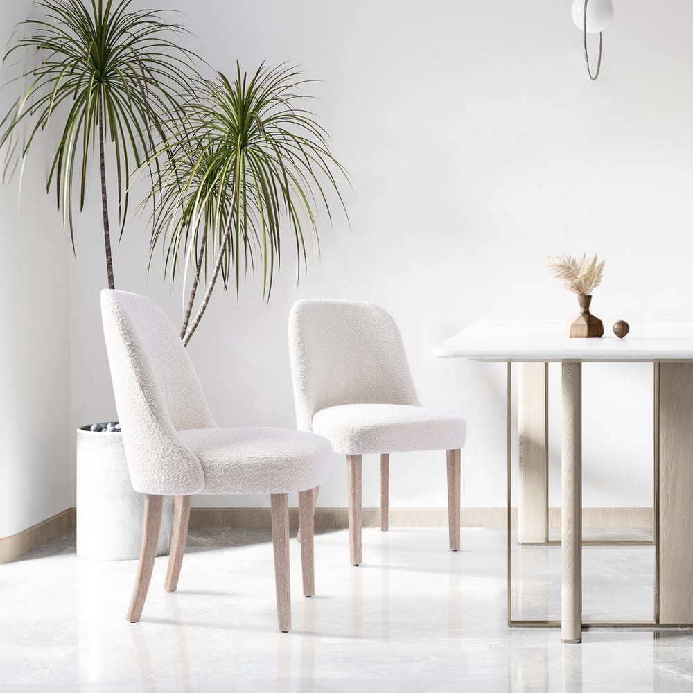 Boucle Polyester Upholstered Side Chair - Water/ Stain Resistant (Set of 2)