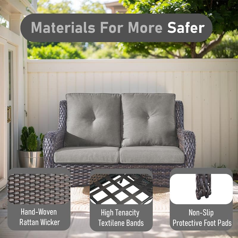 Outdoor Furniture Loveseat Couch High Back Wicker Sofa