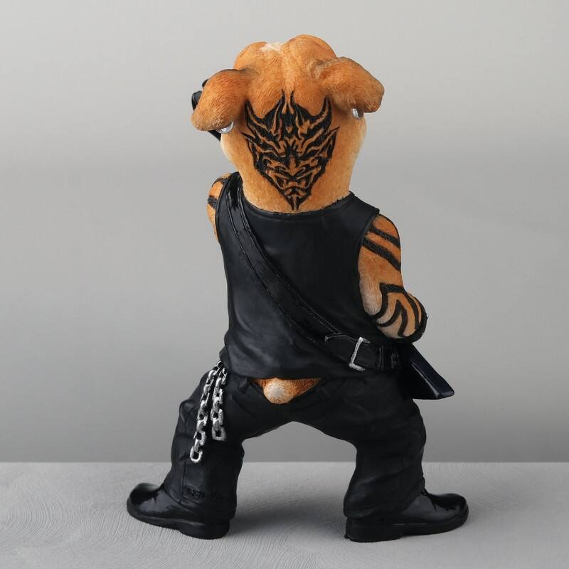 4.72 inches Height Polyresin Braided Djinn Bulldog Guitarist Multicolor Finish Figurine