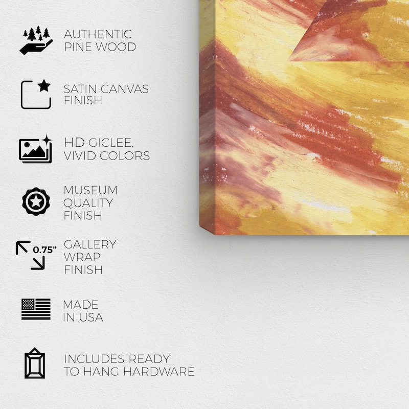 Wynwood Studio Canvas Abstract Color Land Pyramid Gold Modern & Contemporary Wall Art Canvas Print