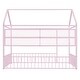 preview thumbnail 48 of 58, Metal Bed House Bed Frame with Fence and Shelves