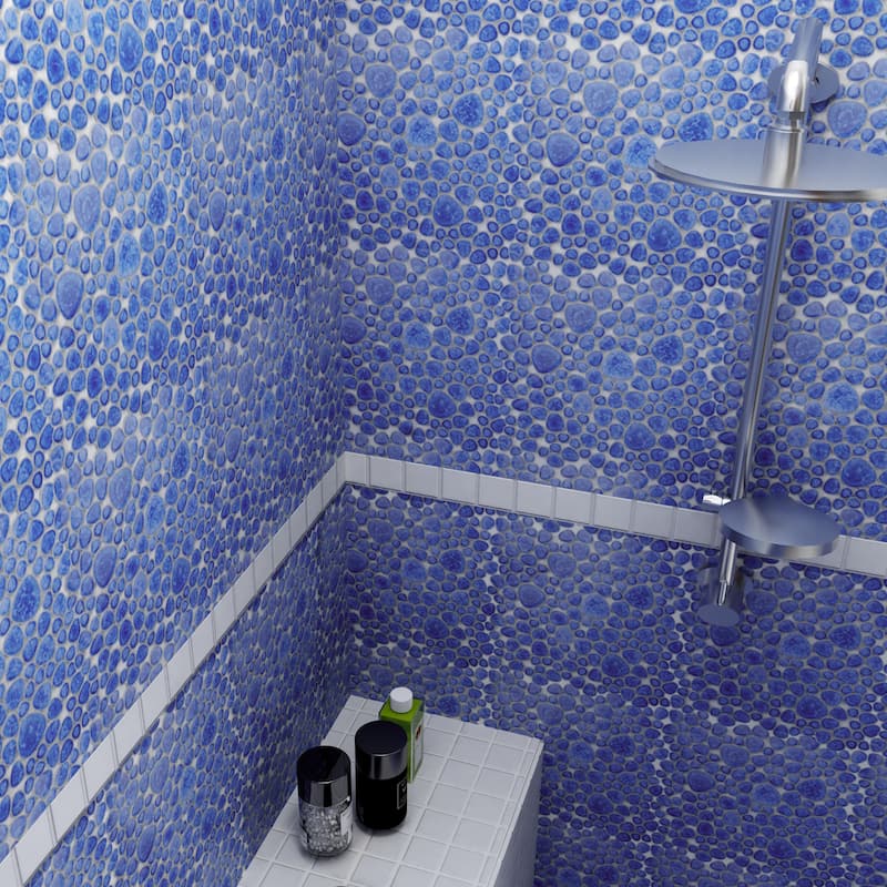Merola Tile Pebble Blue Cloud 10-3/4" x 10-7/8" Porcelain Floor and Wall Tile