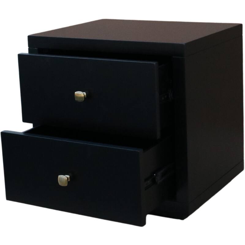 Wooden Platform Bed with Nightstands - Modern Black Bed Frame, Slat Support System