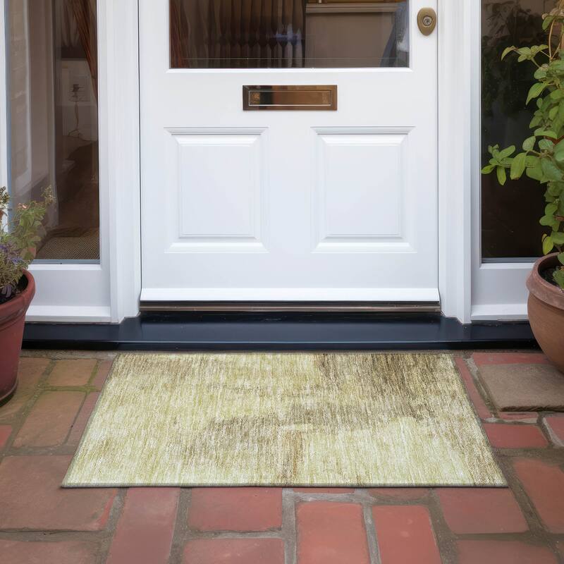 Machine Washable Indoor/ Outdoor Contemporary Abstract Chantille Rug