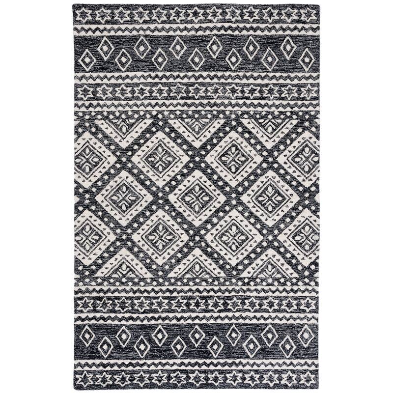 SAFAVIEH Handmade Micro-Loop Kobie Wool Rug - 5' x 8' - Black/Grey