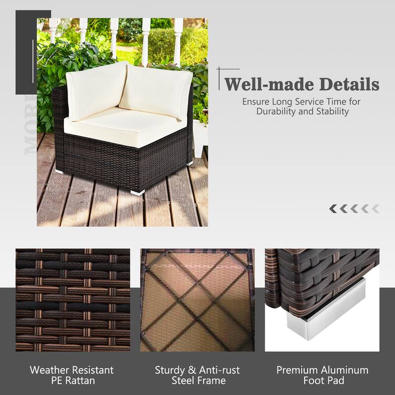 Costway 7PCS Patio Rattan Furniture Set 30'' Fire Pit Table Cover - See Details