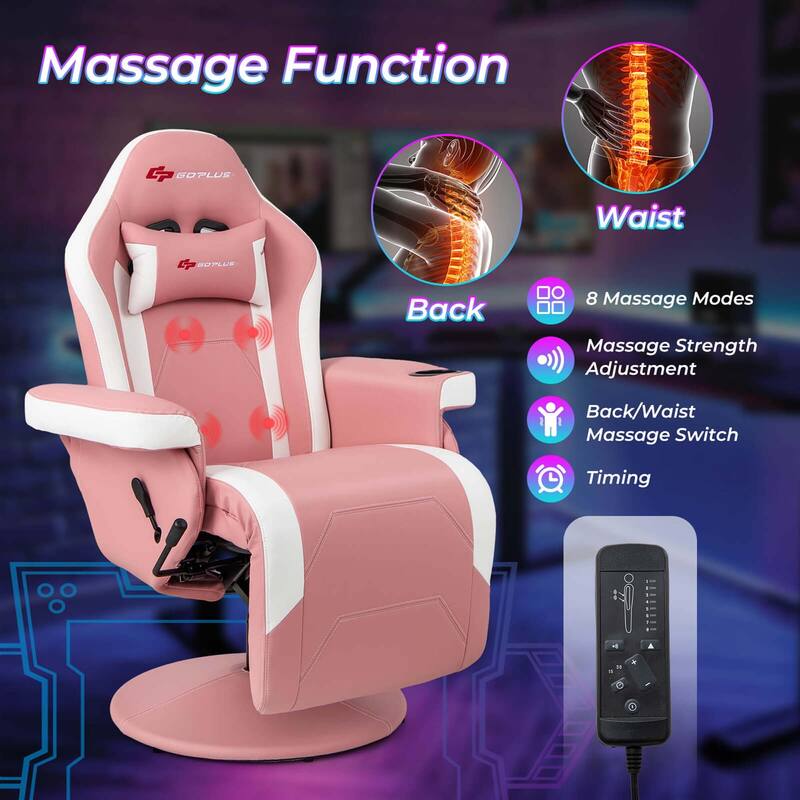 Goplus Massage Gaming Recliner Height Adjustable Racing Swivel Chair - See Details
