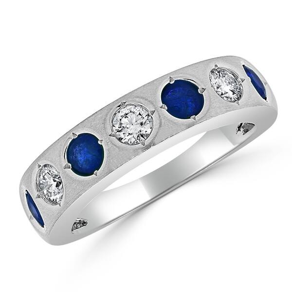 slide 1 of 5, Joelle Sapphire & Diamond Band for Her 14K White Gold