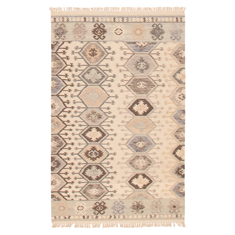 Ankara FW Cream Kilim 5'1" x 8'2" - 5'1 x 8'2 - Cream - 5'1 x 8'2