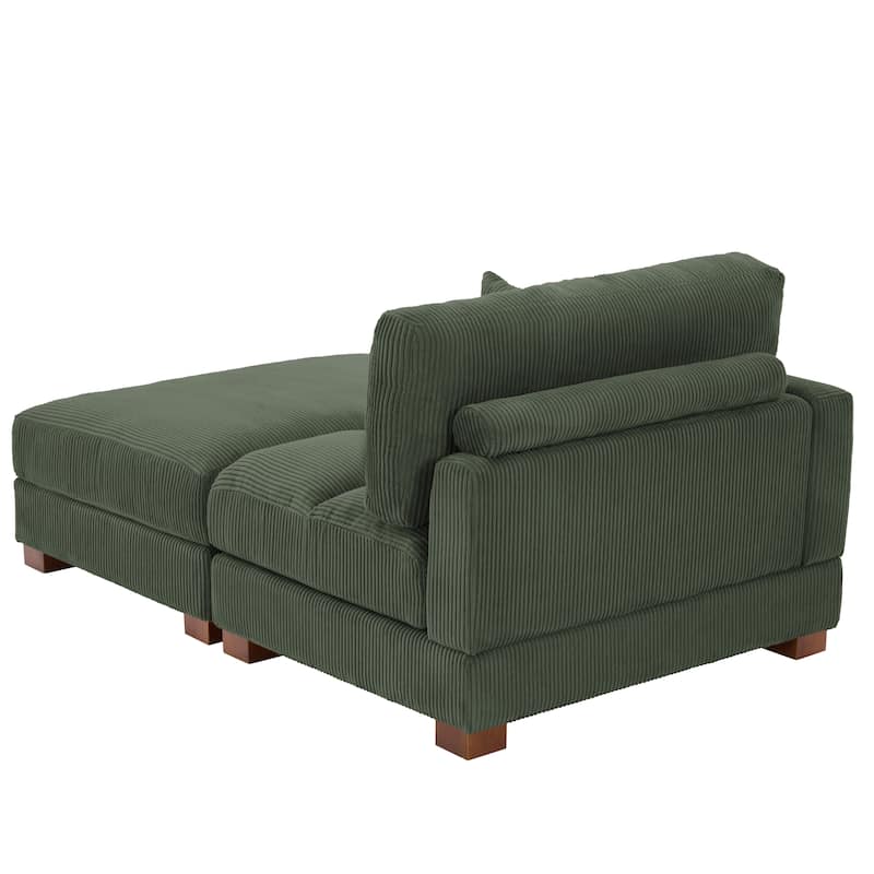 Modern 43'' Corduroy Comfy Sectional Chaise Lounge with Pillow