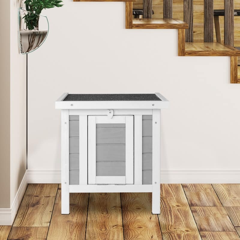 Gray Waterproof Wood Weather Resistant Animal Hutch