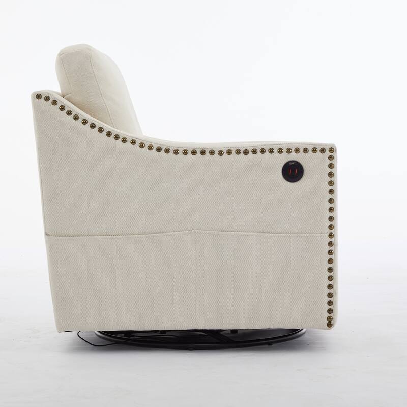 Modern 30.3" Upholstered Accent Chair with USB and Side Pocket for Living Room