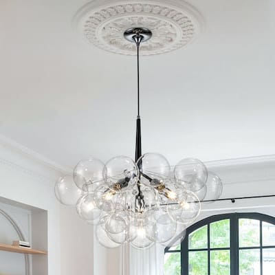 6-Light Cluster Glass Globe Bubble Chandelier - 25in