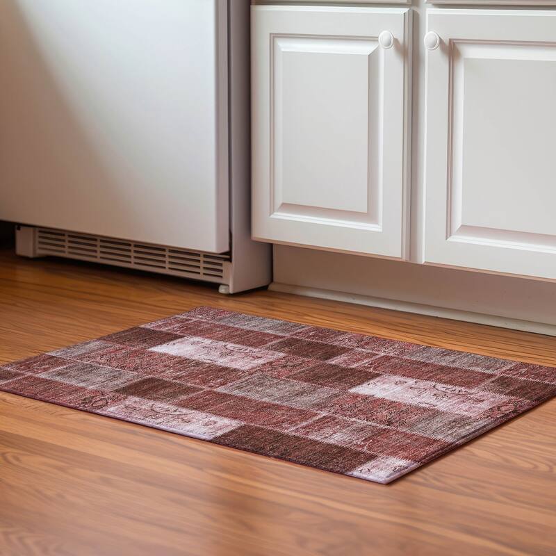 Premium Washable Super Soft Vintage Boho Mayfield Rug - Burgundy - 1' 8" x 2' 6" - Rectangle