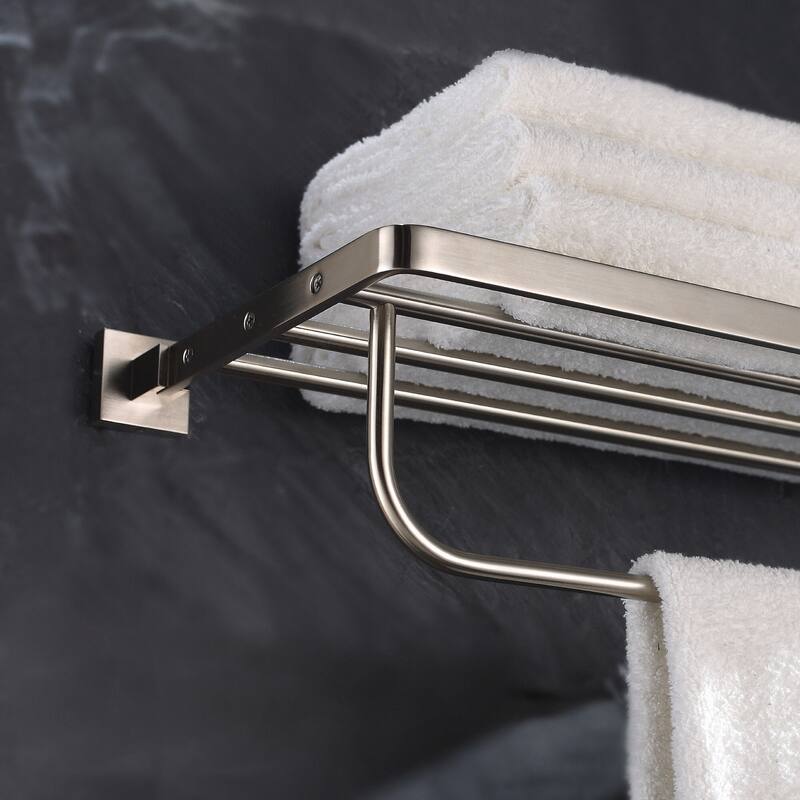 Kraus Aura 24" Solid Brass Towel Rack with Bottom Towel Bar