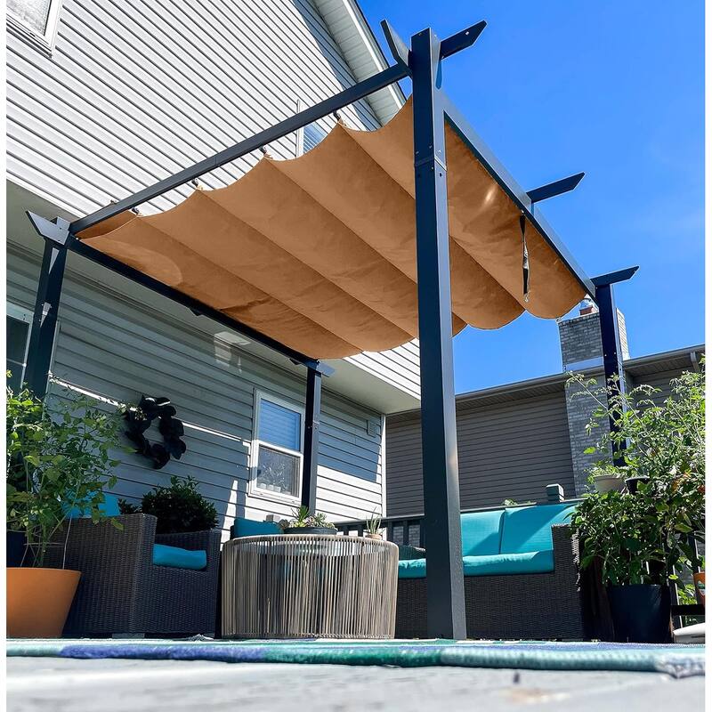 PURPLE LEAF Gazebo Outdoor Retractable Aluminium Grape Trellis Pergola with Extra Top Roof for Patio