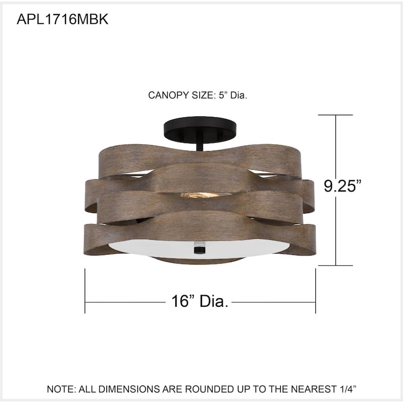 Appleton 2-Light Matte Black Semi-Flush Mount
