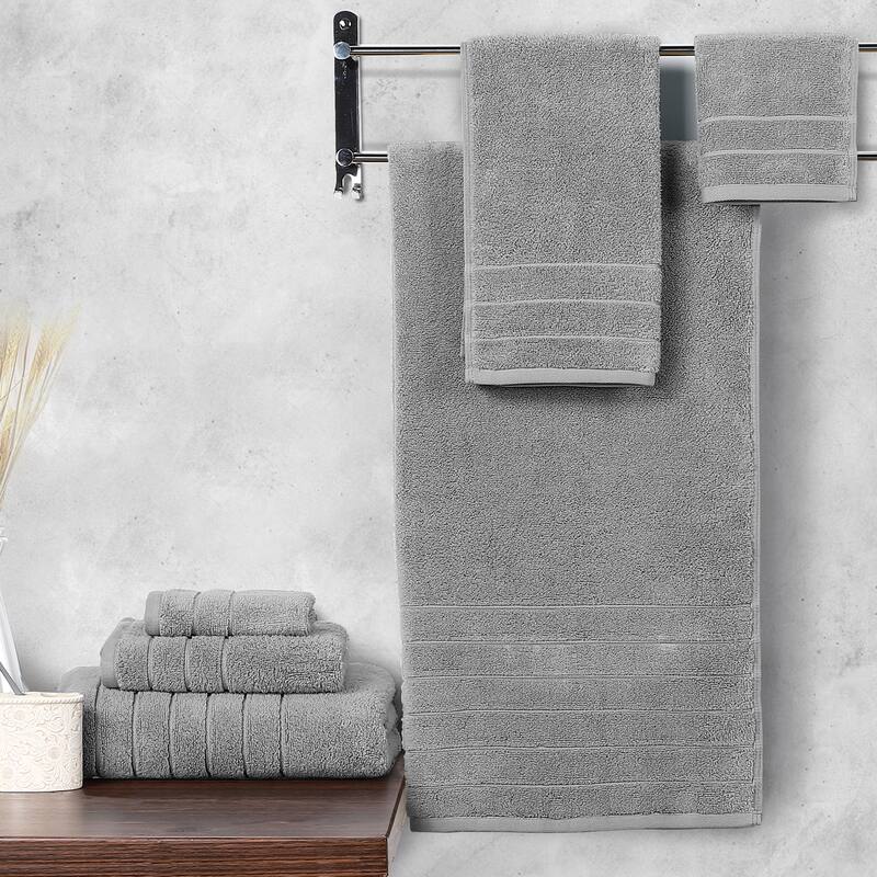 Anne Klein 6 Piece Reverie 100% Cotton Towel Set - Light Grey