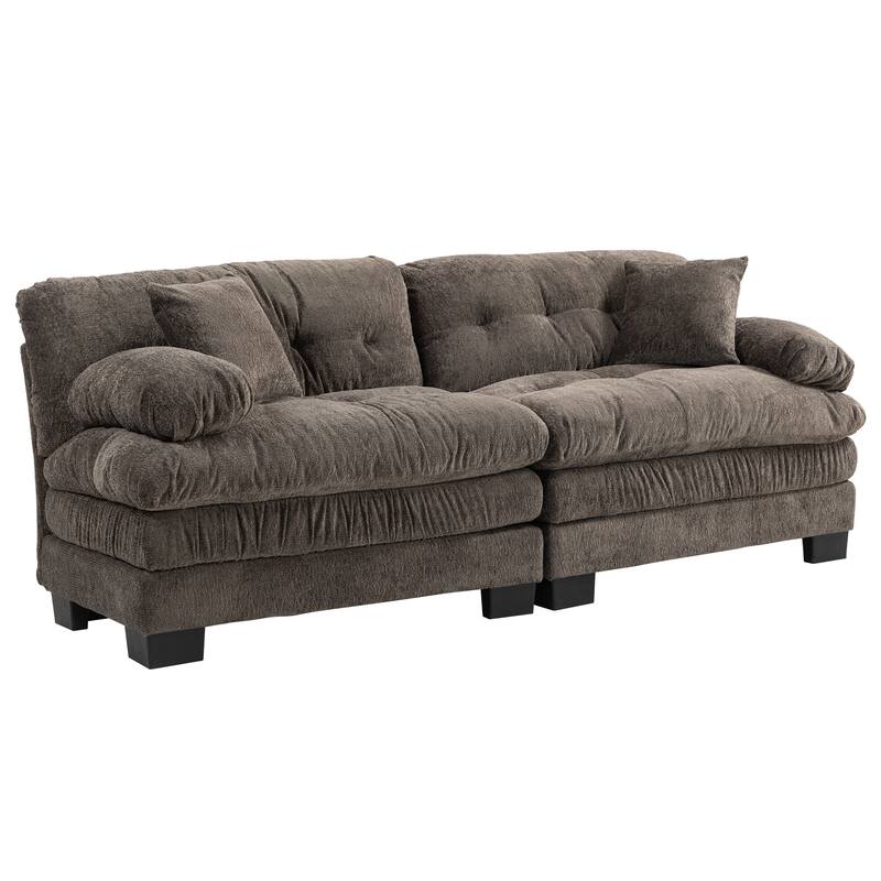 84" Upholstered 3-Seater Sofa with Memory Foam & Comfort Pillows