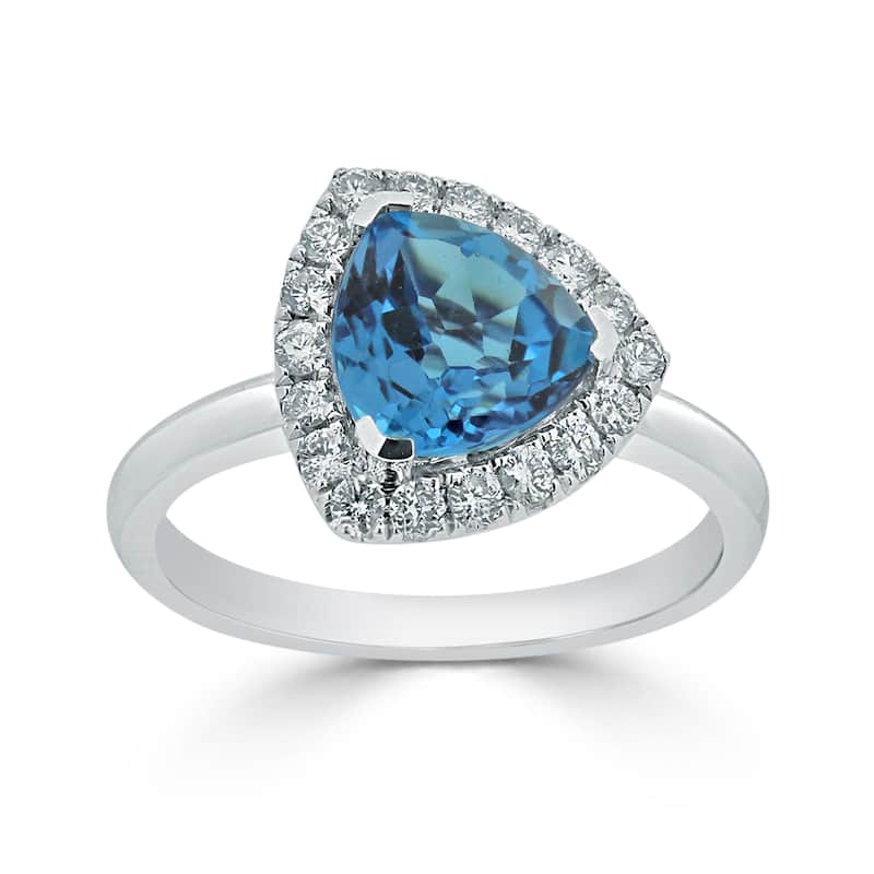 Auriya 2 1/8ct Trillion-cut Swiss Blue Topaz 1/4cttw Halo Diamond Engagement Ring 14k Gold