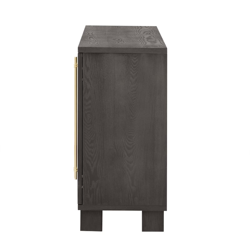 Traditional Wood Sideboard Buffet Cabinet with Adjustable Shelves and Gold Handles