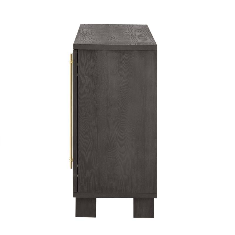 Wood Sideboard with Adjustable Shelves and Gold Handles