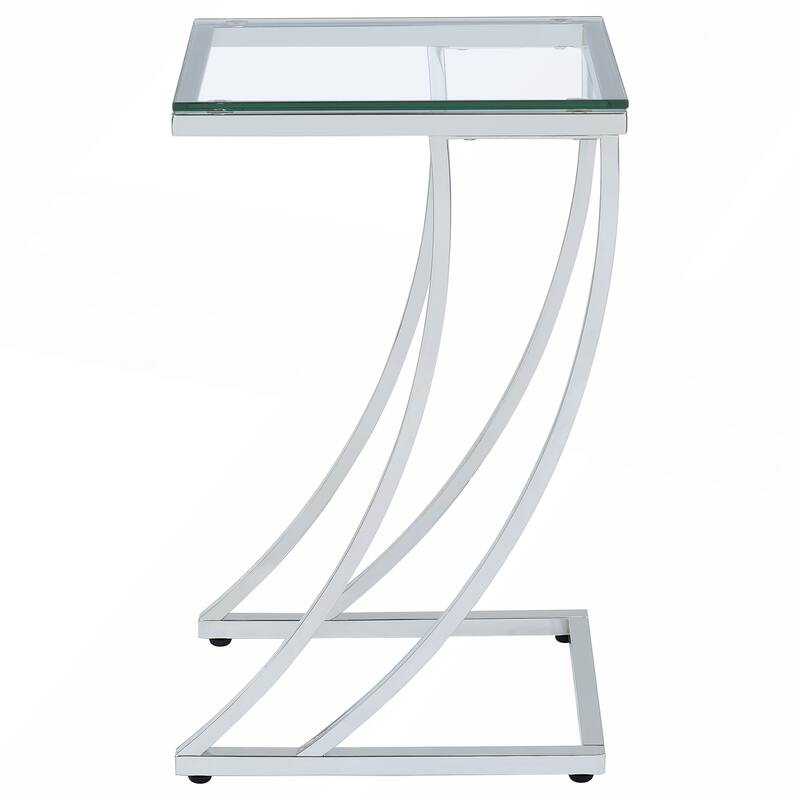 Draper Chrome Rectangular Glass Top Sofa Side Table