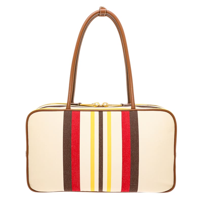 Miu Miu Beau Canvas and Leather Top Handle Bag