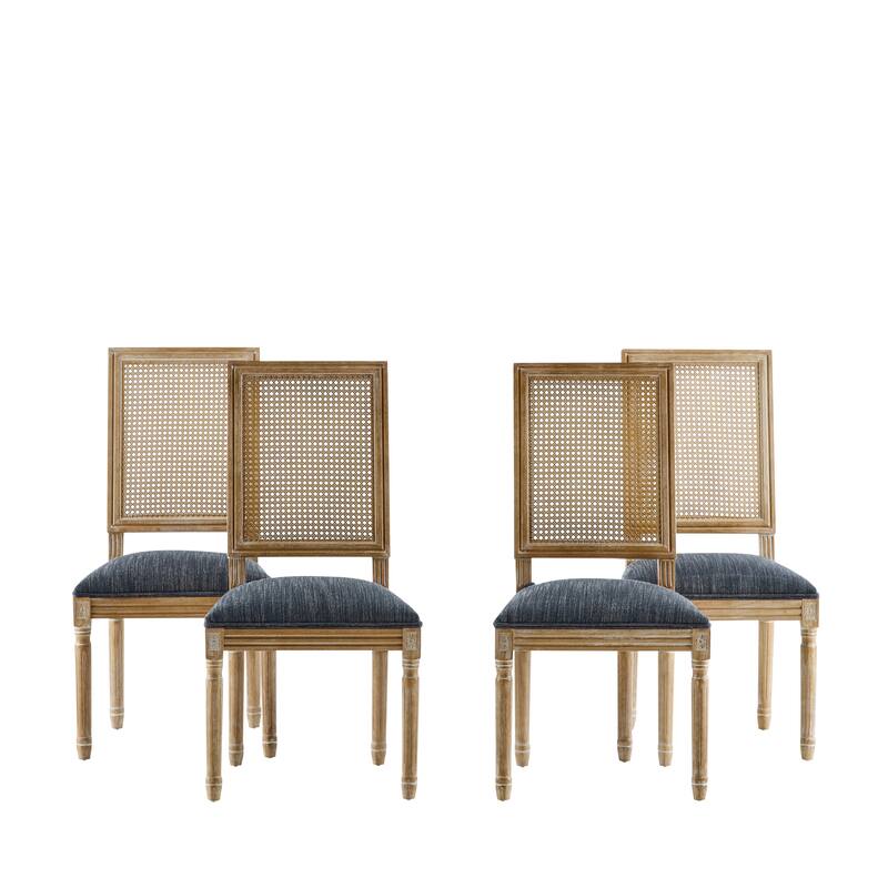 French Country Dining Chairs w/ Rustic Weathered Finish & Solid Rubberwood Frame - Set of 2