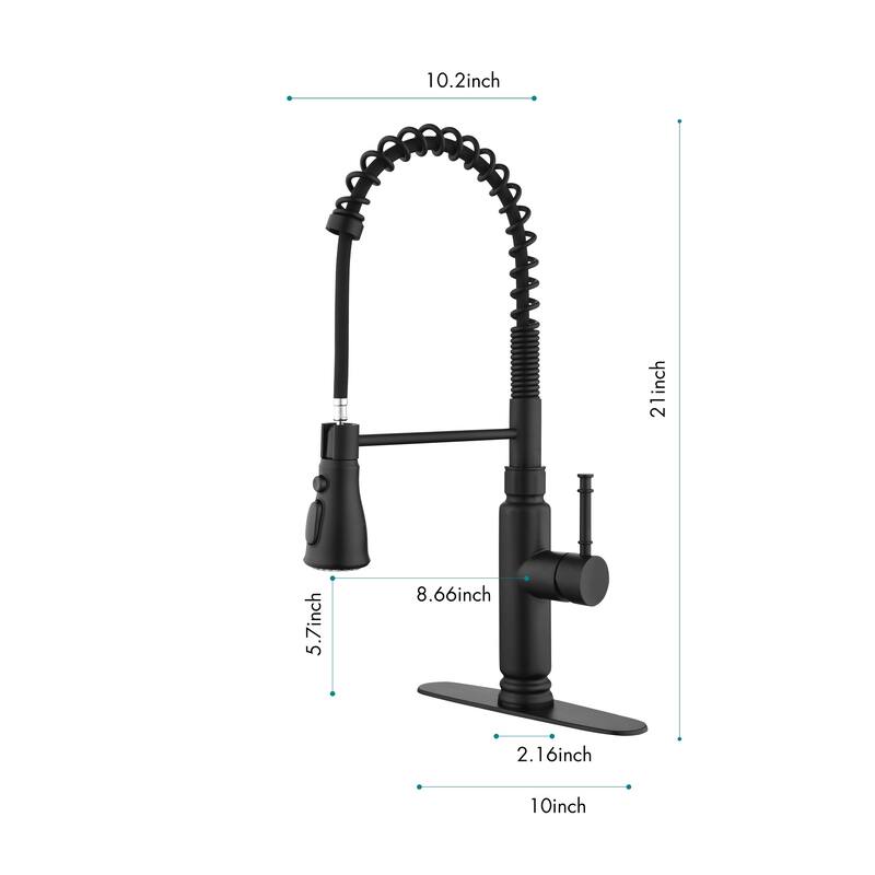 Spring Kitchen Faucet, Single Level Handle and Pull Down Sprayer