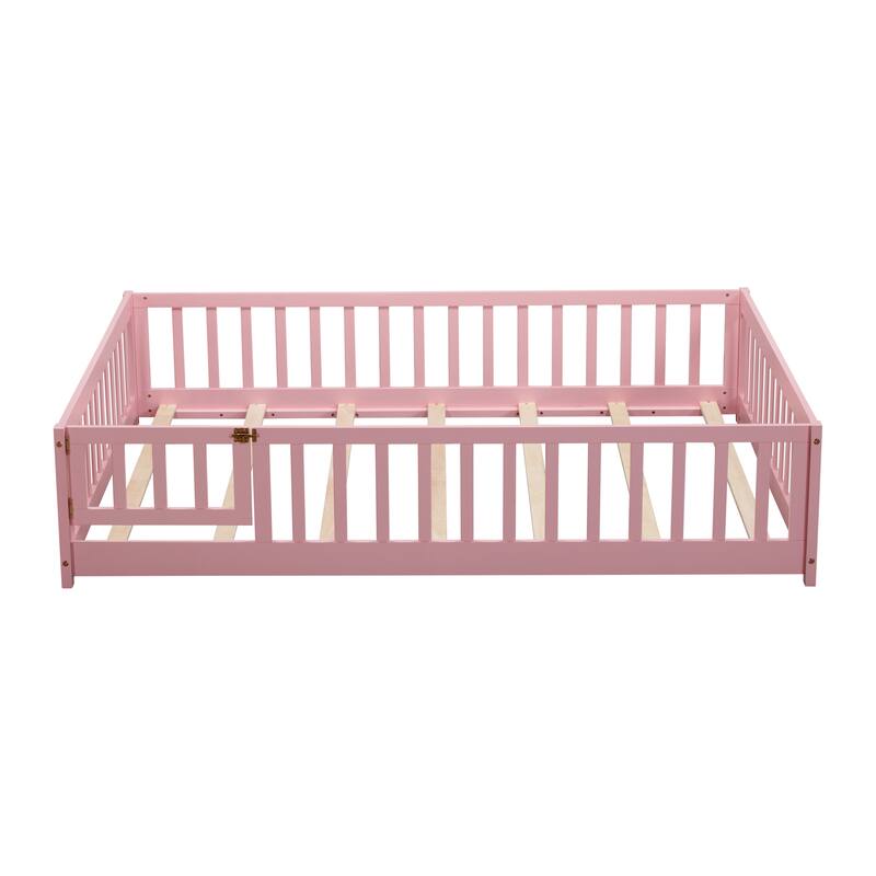 Full Size Floor Bed with Fence and Door