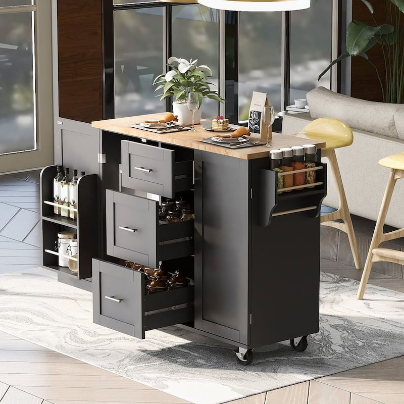 Rolling Kitchen Island Cart with Wheels and Storage