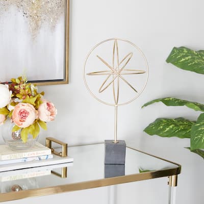 CosmoLiving by Cosmopolitan Gold Marble Contemporary Sculpture - 9"L x 9"W x 18"H