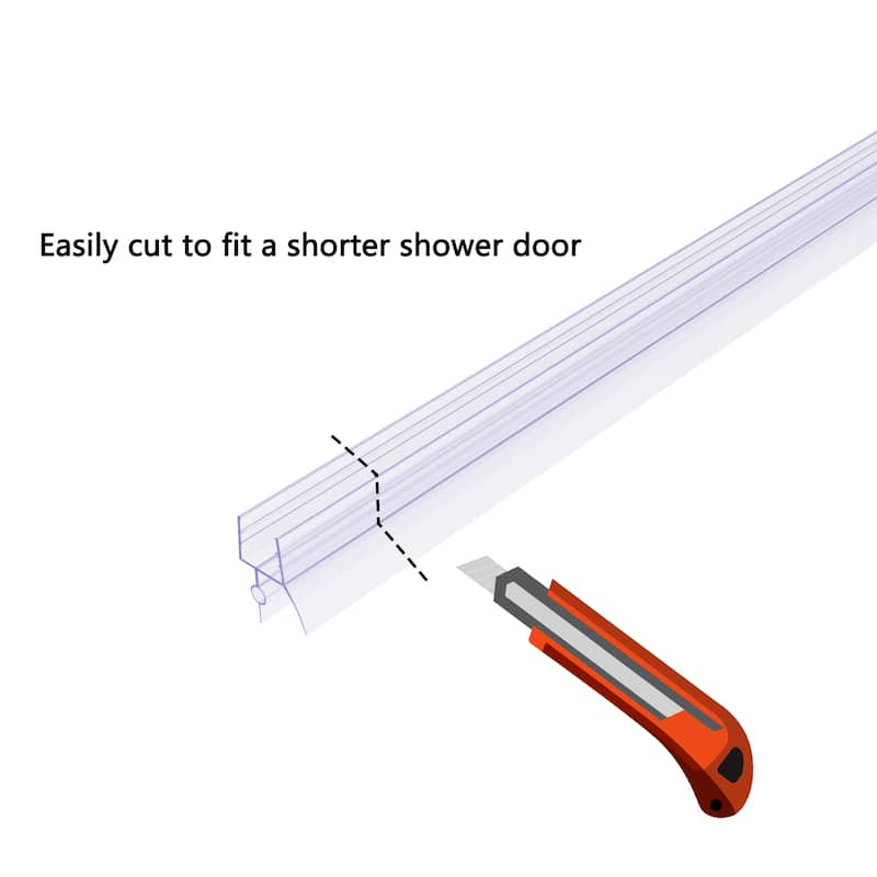 Elegant Frameless Shower Door Bottom Seal for Glass Doors of Various Sizes(Two-Pack)