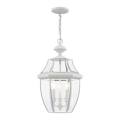 Livex Lighting3-light White Outdoor Chain Lantern, 2355-03 - 12.5" Dia. x 21" H