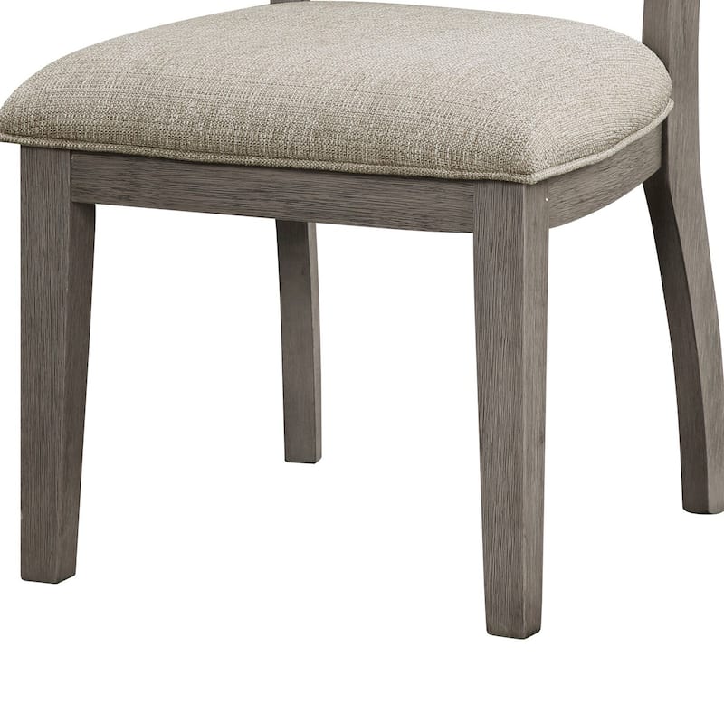 Gray/Beige Fabric Upholstered Wood Frame Dining Chair, Set of 2, Sturdy Dining Chair for Dining Rooms - 19